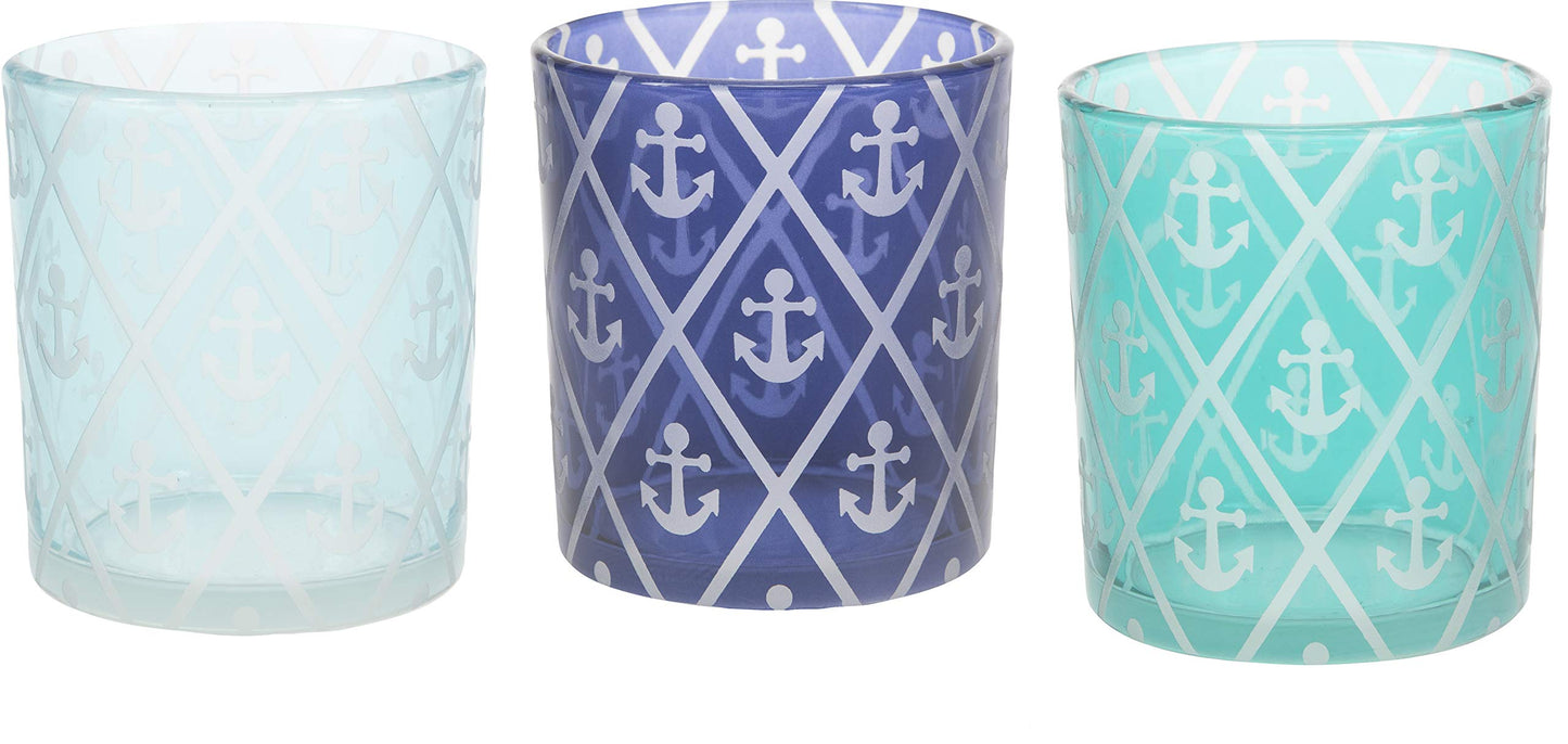 Blue Anchor - 3 Assorted Votive Holders