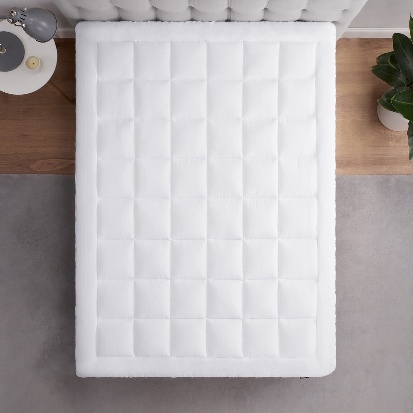 Serta ComfortSure Mattress Cover, Fitted Pillow Top Mattress Pad, Super Soft and Breathable Quilted Cotton Protector with 18" Elastic Deep Pockets for Secure Fit, Full, White
