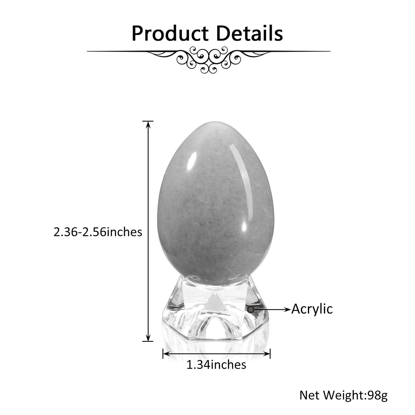 JOVIVI Natural Clear Quartz Egg Sphere Sculpture Reiki Healing Crystal Gemstone Ball Divination Figurine with Acrylic Stand for Home Decoration