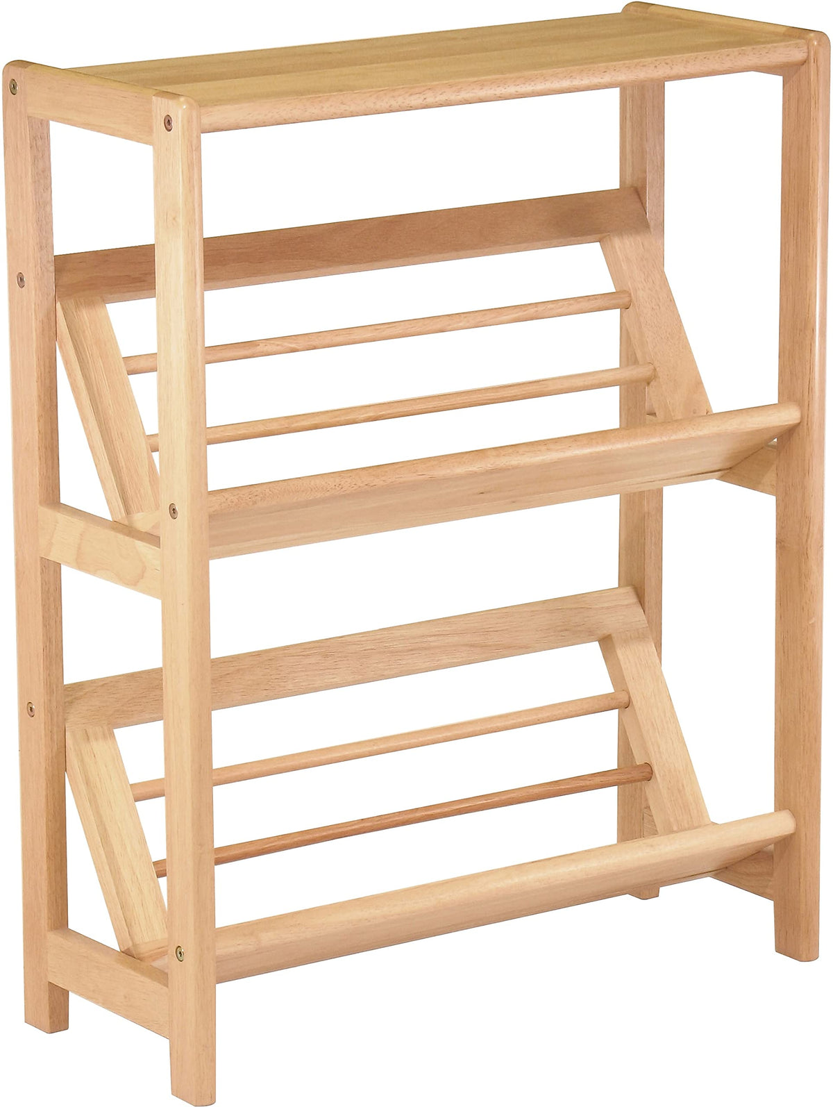 Winsome Mission Beech Wood 4-Tier Bookshelf with Slanted Shelf, Natural (82430)