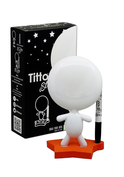 Coworkers Office Gift - Dry Erase Board - Back to School Gifts - Ceramic Whiteboard Doll - TITTO Star, Draw Your Ideas - Home Decor Design (Orange)