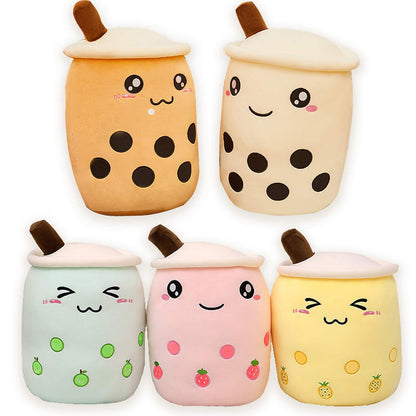AMOZO Cute Cartoon Boba Milk Tea Soft Plush Doll, Giant Boba Bubble Plushie Stuffed Tea Cup Pillow Gift Toys(Green,35cm)