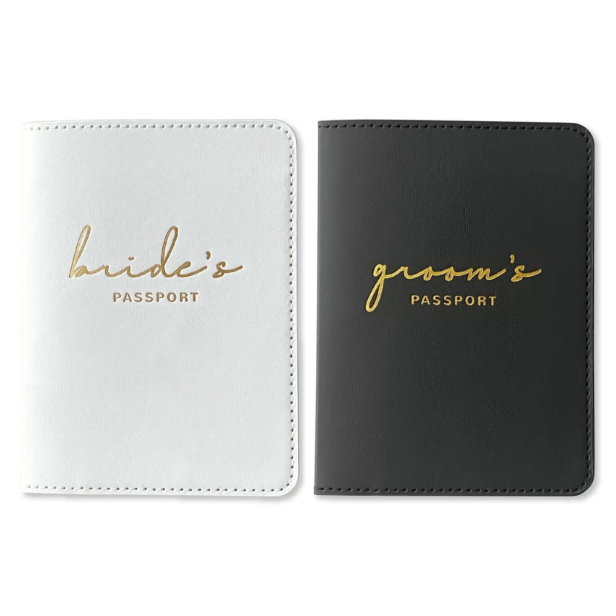 GroomBrideGifts Bride and Groom Passport Holder - Engagement Gifts for Couples | Wedding Travel Essentials for Couples | Honeymoon Gifts for Newlyweds