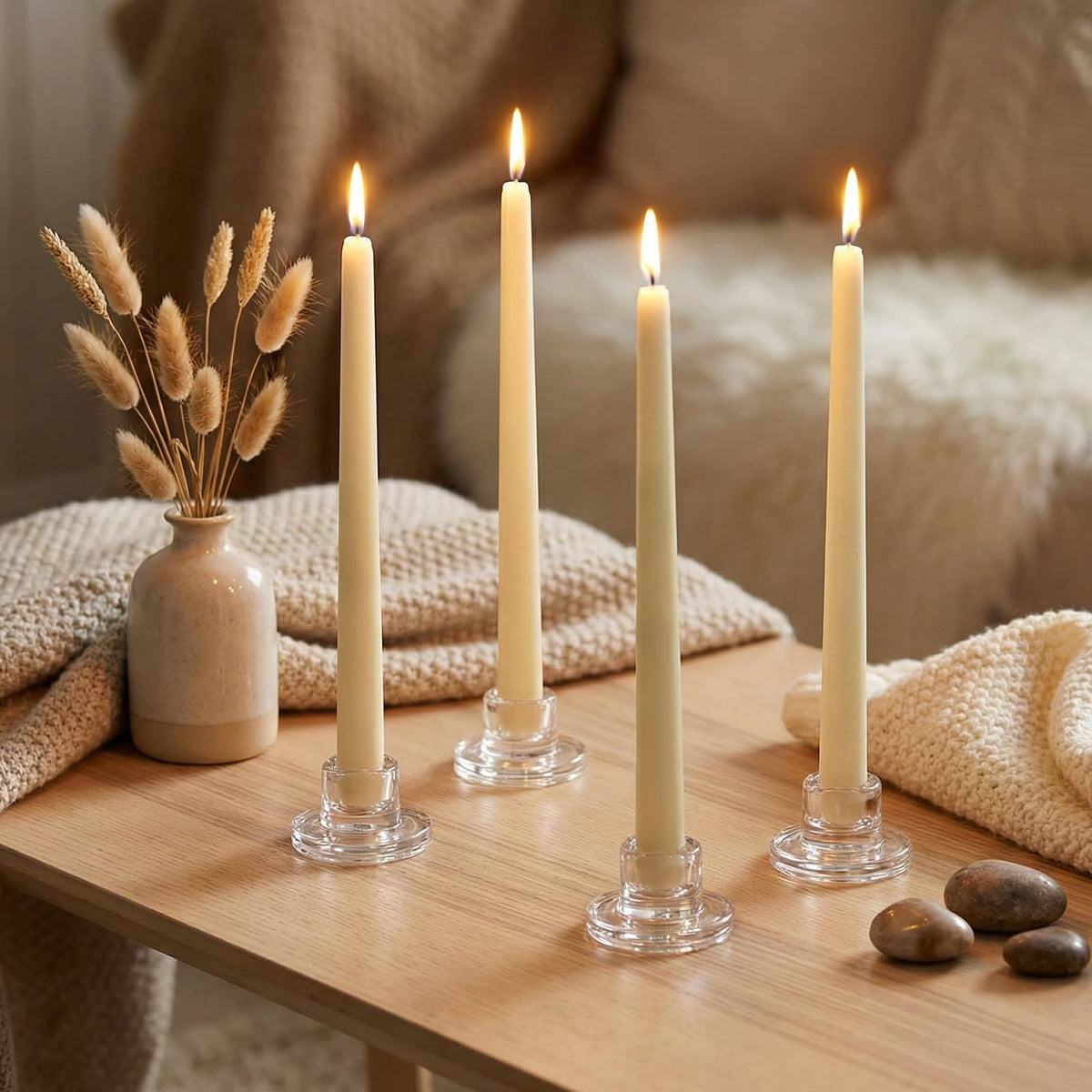Ferrochef 36 Pcs Glass Tapered Candlestick Holders Bulk Clear Short Taper Candle Holders Small Glass Candle Base for Table Centerpieces Wedding Christmas Advent Party Decoration