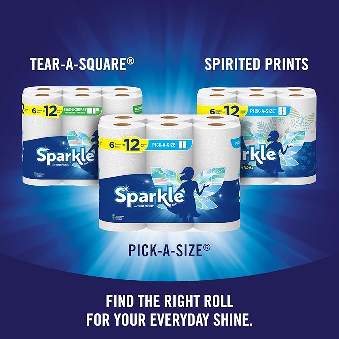 Sparkle Pick-A-Size Paper Towels, 3 Triple Rolls = 9 Regular Rolls, Everyday
