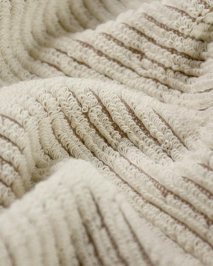 Cleanbear Hand Towels for Bathroom Set of 4, Jacquard Weaved Cotton Face Towels