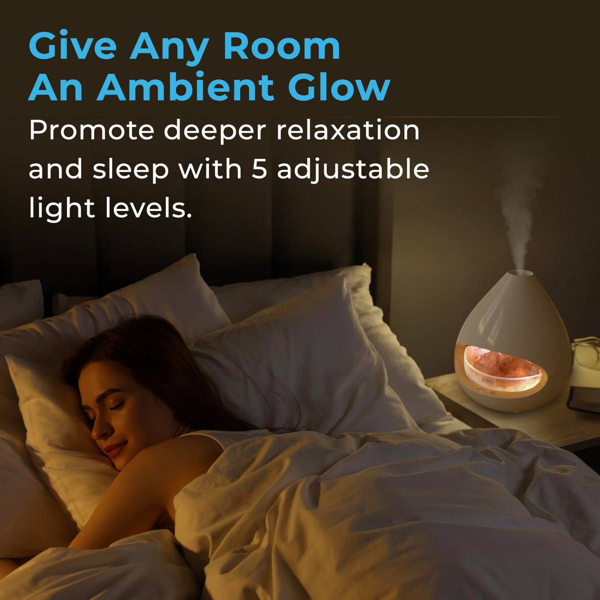 Pure Enrichment PureGlow Crystal - 2-in-1 Himalayan Salt Lamp & Ultrasonic Essential Oil Diffuser, Original Salt Therapy Lamp, 100% Pure Himalayan Salt, Ambient Glow, 160 mL 16-Hour Tank (White)