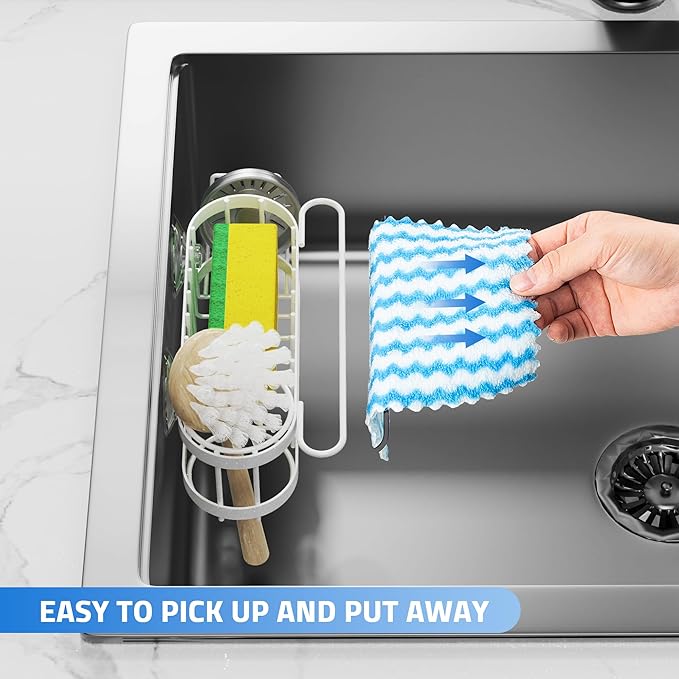 Cisily Kitchen Sink Caddy Sponge Holder in The Sink, Stainless Steel Kitchen