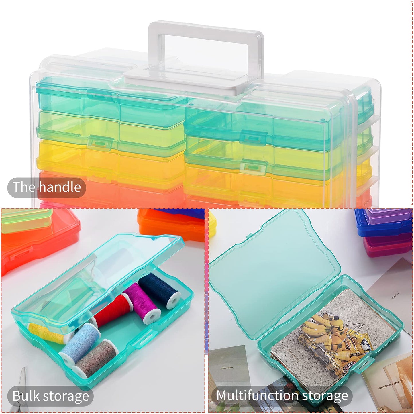 Zuvo - Photo Storage Box With 16 Coloured Cases And Removable Dividers For Multipurpose Organizing Photographs, Stamps, Stationery, Jewellery, Seed, Toys, Arts And Craft