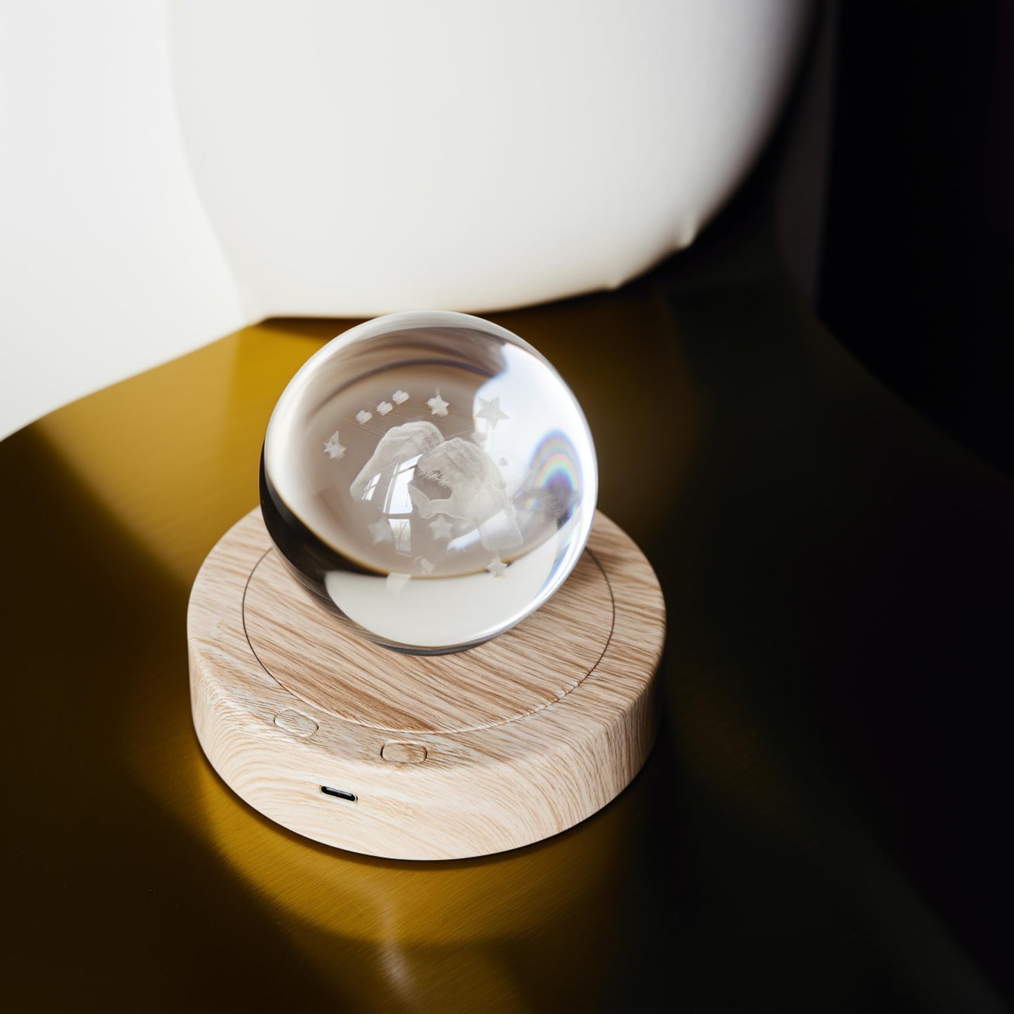 ZEERSHEE Light Base for Glass Art 4.5" Rotating Display LED Wood Base