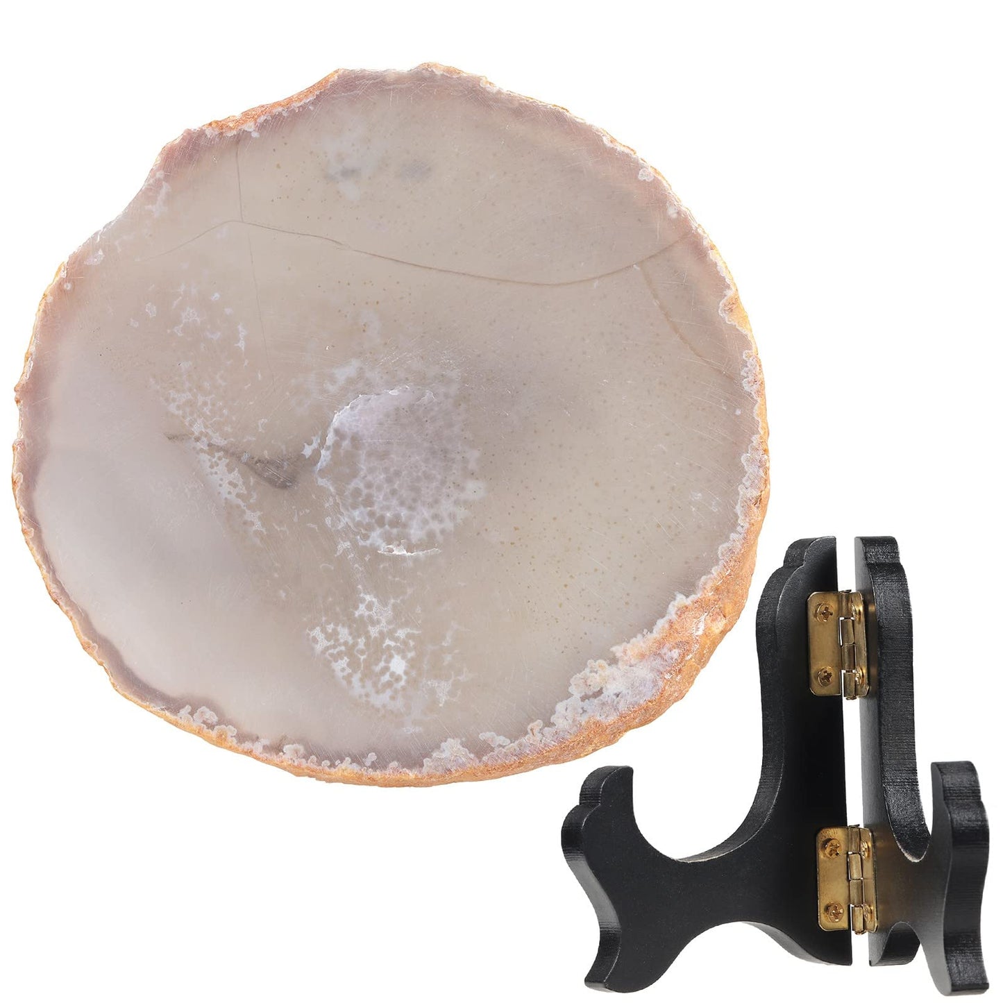 Nupuyai Natural Agate Stone Slice Decor for Home Office, Irregular Geode Agate Painting Artwork with Wooden Stand, Sea Turtle