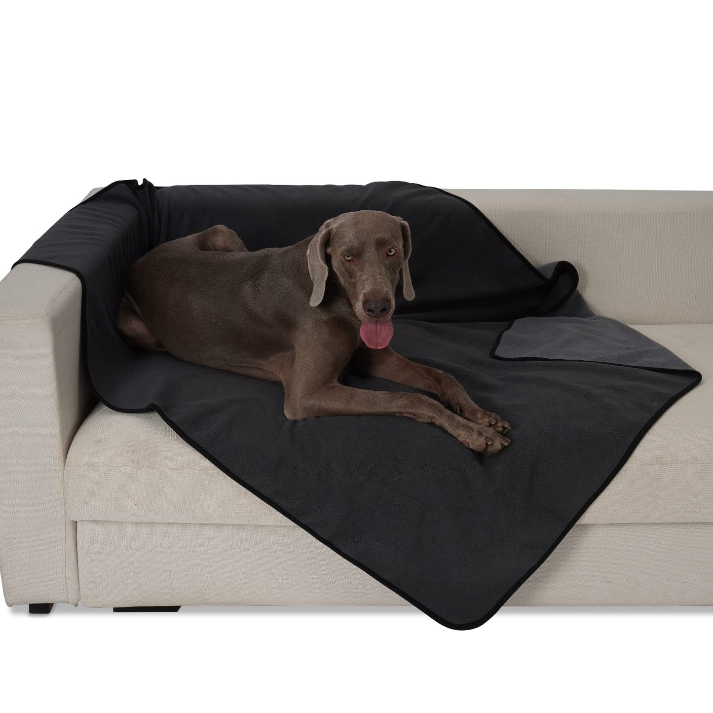 PETTOM Waterproof Pet Blankets for Dogs, Soft Warm Cats Fleece Blankets for Pets 3 Layer Pet Throw Blanket Protects Couch Bed from Spills Stain Super Large 152 x 127 cm-Grey