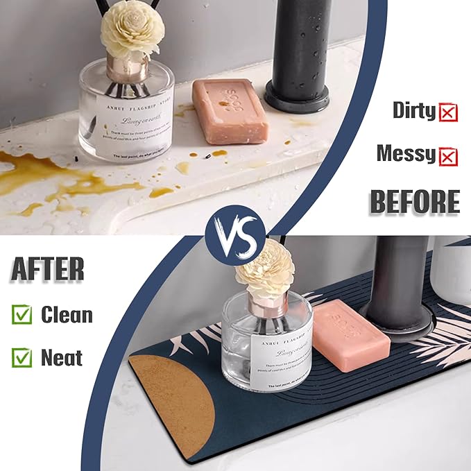 Sink Faucet Absorbing Mat, 2 Pack Drying Mat Around Faucet Sink Splash Guard