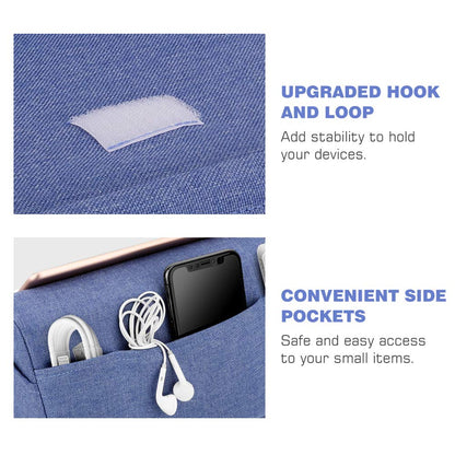 Moko Tablet Pillow Stand, Soft Bed Pillow Holder Xmas Gift for up to 11" Pad, Fits iPad 10.2"(9th Gen), New iPad mini 6 8.3" Air 4/3, iPad Pro 11/10.5/9.7, Mini 5 4, Galaxy Tab S6/S7 11", Denim Blue