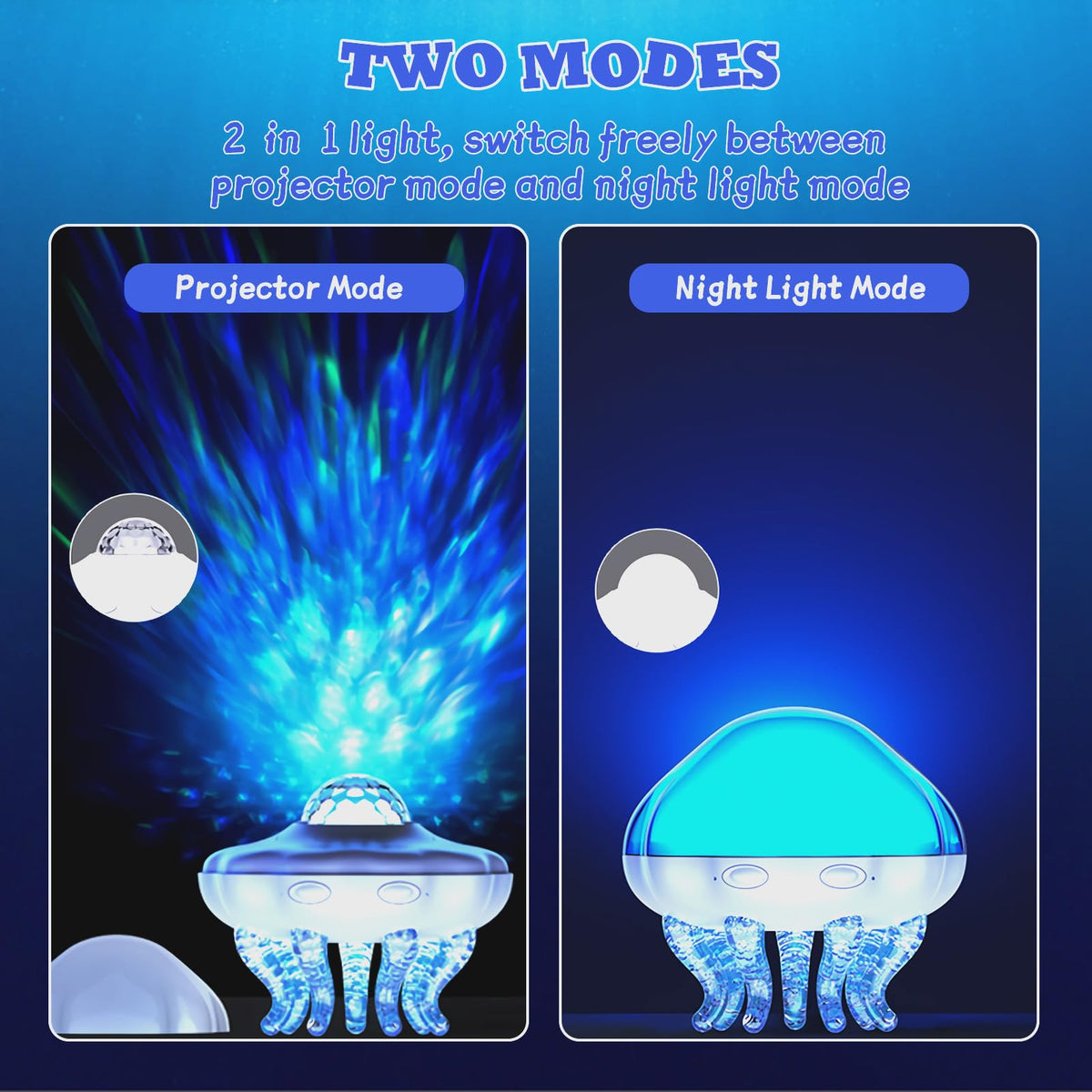 GOUTOOL 2-in-1 Ocean Wave & Jellyfish Projector Light with Remote Control,Timer autoOff,8Color Changing Night Light for Kids,USB Powered Mood Lamp for Bedroom,Christmas Birthday Gift (Jellyfish)