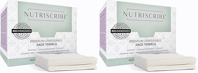 Disposable Face Towels XL, Makeup Remover Cleansing Wipes, 100% Natural
