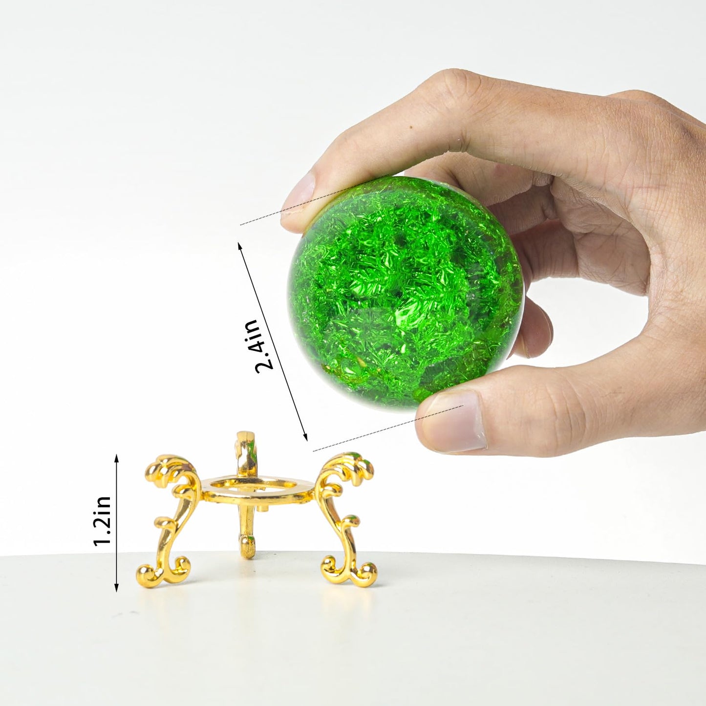 LONGWIN 60mm Ice Cracked Crystal Ball Decorative Glass Ball Home Decor Ornaments (Green)