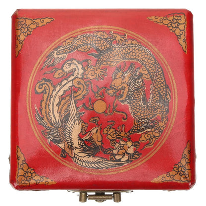 OSALADI Chinese Jewelry Box Handmade Vintage Jewelry Organizer Wooden Box Antique Trinket Case Dragon Bangle Container Bracelet Holder for Women Treasure Earring