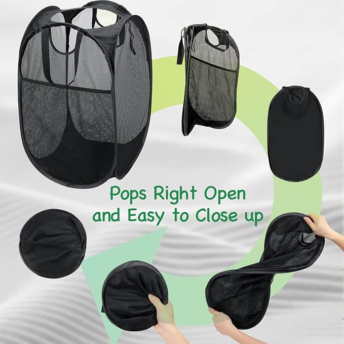 AQQA 6 Pcs Handy Laundry Collapsible Mesh Foldable Hampe, Popup Laundry Basket
