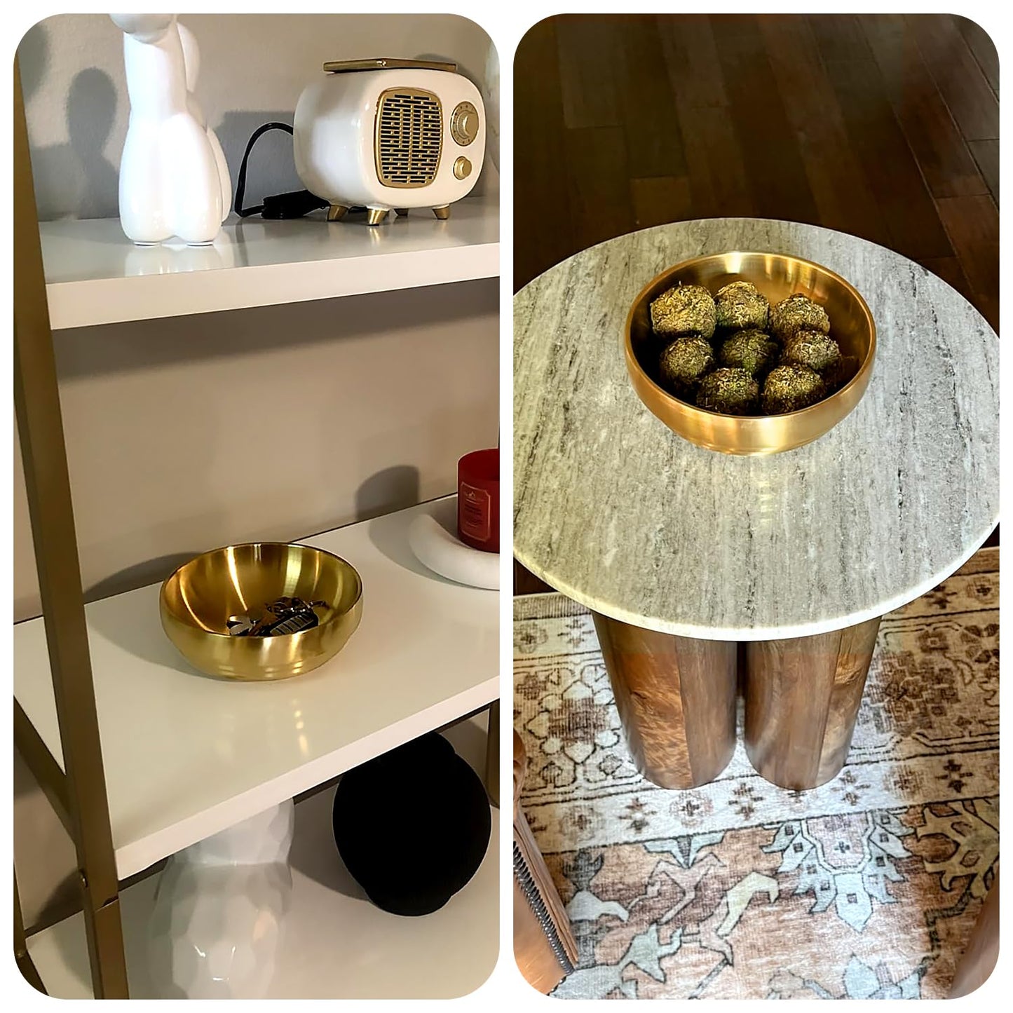 Rliguanrui 7.4 inch Gold Decorative Bowl for Home Decor - Modern Fruit Bowl for Kitchen Counter, Key Catch All & Entryway Table Centerpiece, Stylish Golden Finish