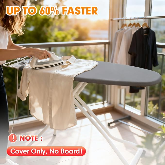 Ironing Board Cover and Pad, 18x49 Extra Wide Thick Iron Padding, Scorch &