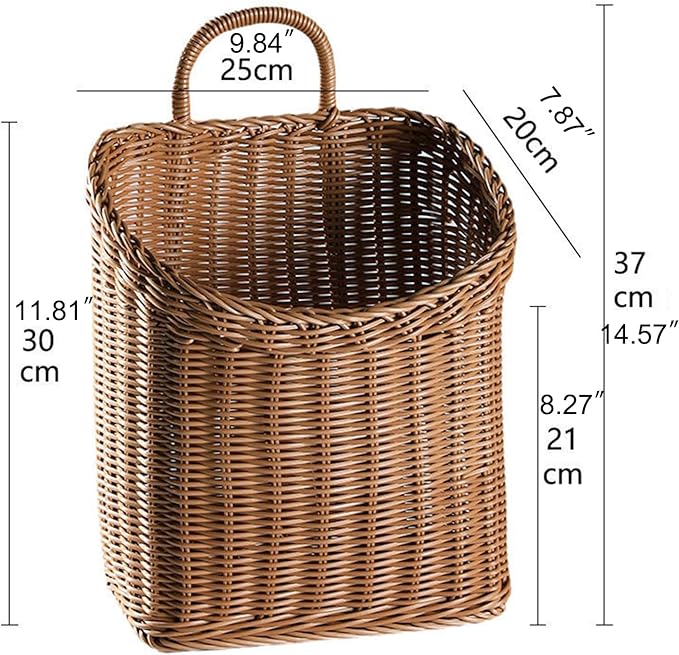 Woven Hanging Wicker Basket for Door, Handmade Rattan Hanging Wall Baskets for