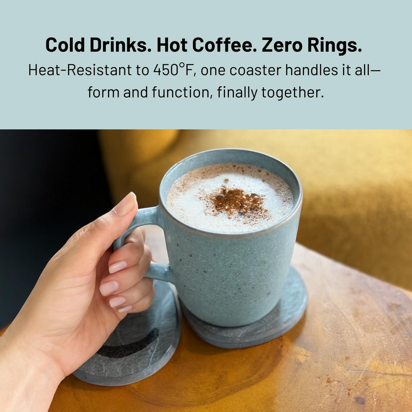 Siren Stone Diatomaceous Earth Coasters Set of 4 | Absorbent Stone Coasters for Drinks | Quick Dry, Water Absorbing | Non-Toxic, BPA-Free | Female Founded USA Brand