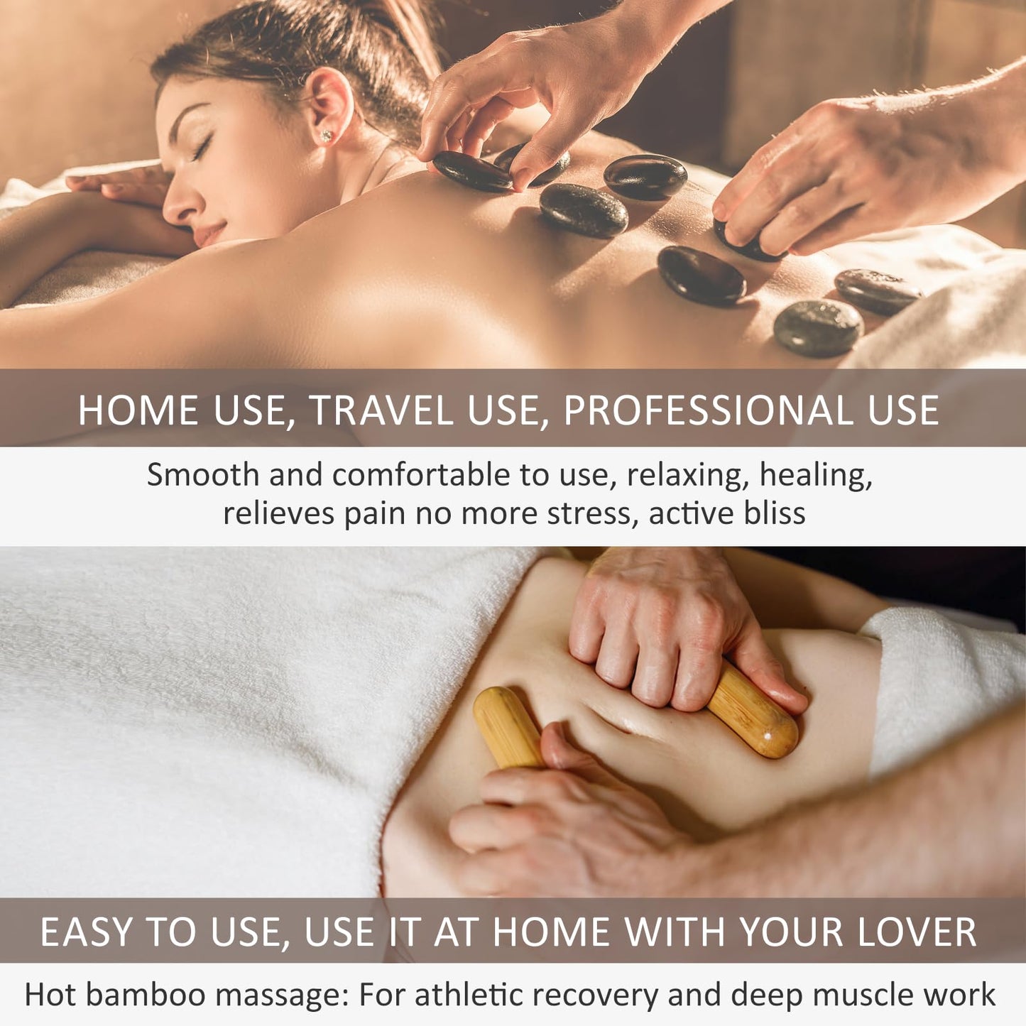 Goodtar Massage Stones Set with Warmer Kit Hot Rocks Bamboo for Massage Hot Stones Massage Warmer Kit with Temperature Control and Carry Bag for Home Use (11 Stones and 3 Sticks) Suitable for Gifting