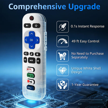 (Pack of 3) Replacement Remote Only for Roku TV with Soft Silicone Protective Cover (Glow in The Dark), Universal Remote for TCL/Onn/Hisense/Sharp/Element/Philips Roku Smart TV (Elegant White)