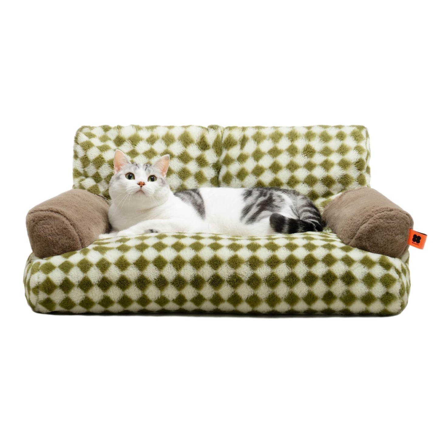 MEWOOFUN Cat Bed for Indoor Cats, Washable Dog Beds for Small Medium Dogs & Cats, Fluffy Cat Couch with Non-Slip Bottom (Green, 26.0" L X 19.0" W X 13.0" Th)