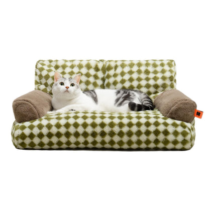 MEWOOFUN Cat Bed for Indoor Cats, Washable Dog Beds for Small Medium Dogs & Cats, Fluffy Cat Couch with Non-Slip Bottom (Green, 26.0" L X 19.0" W X 13.0" Th)