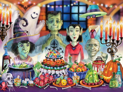 Vermont Christmas Company Monster Banquet Jigsaw Puzzle - 550-Piece Halloween Jigsaw Puzzle for Adults with Fully Interlocking & Randomly Shaped Pieces - Fun Halloween Puzzles for Adults (24" x 18")