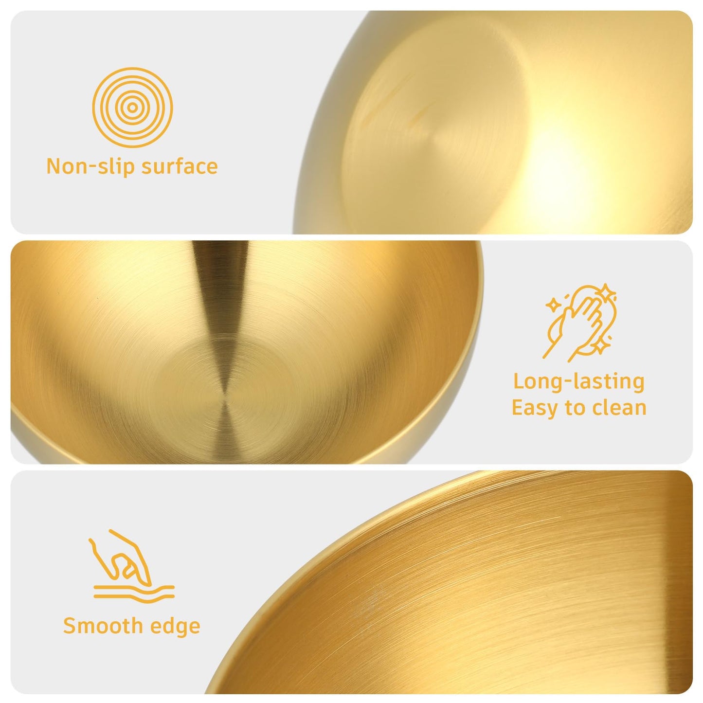 Luxshiny Stainless Steel Salad Bowl Set 2-Pack 5.90 Inch Multi-Functional Fruit Vegetable Storage Bowls with Smooth Rim for Home Kitchen Dining