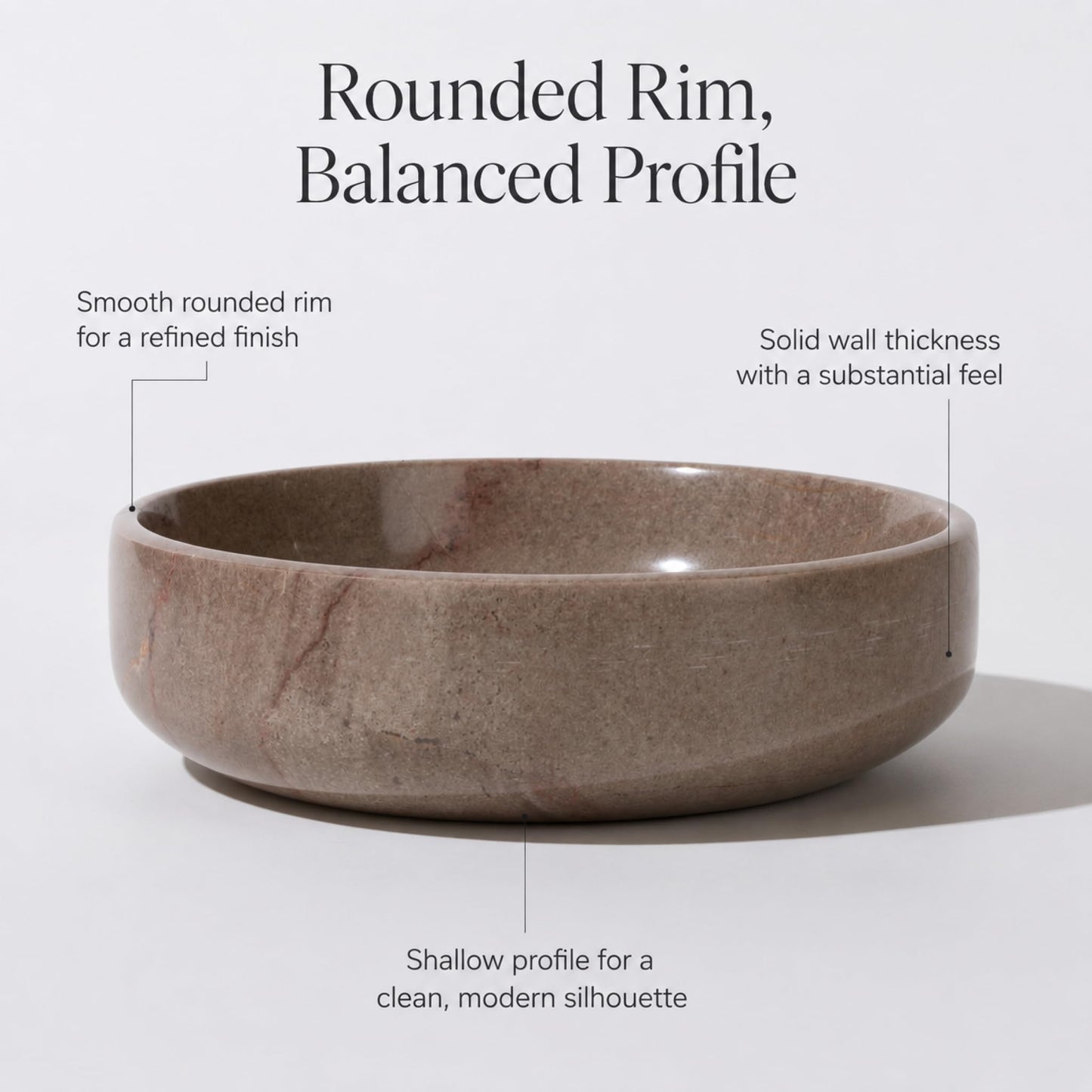 NEAMVCT Natural Marble Decorative Bowl 17cm 4.5cm Height, Multifunctional Serving Bowl for Jewelry, Keys, Candy, Snacks, Fruits Modern Home Decor for Entryway, Coffee Table, Bedroom