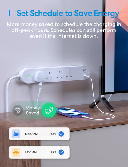 Meross Smart Power Strip, 65W GaN Fast Charger, 4 Outlet + 2 USB C + 1 USB A, WiFi Plug with 2 PD Ports, Support Apple HomeKit, Alexa, Google Home and SmartThings, Voice/Remote Control, 2.4GHz Only