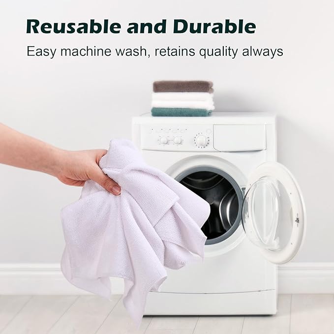 White Washcloths Bulk 50 Pack, Highly Absorbent & Quick Drying Face Towels