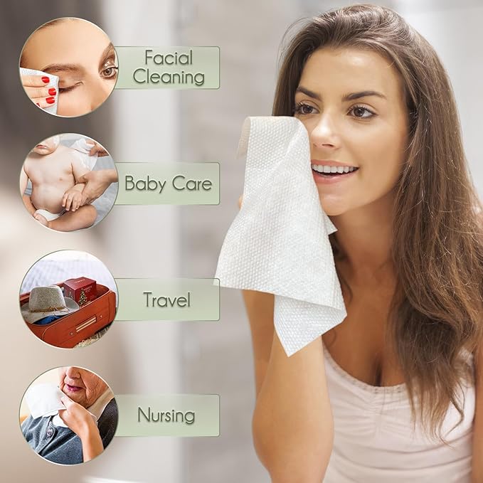 Christmas Style WOWOTEX Disposable Face Towel Biodegradable Large Dry Face