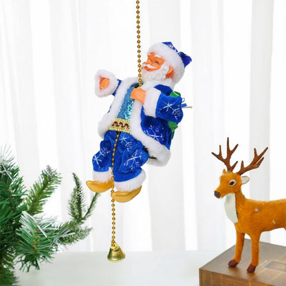 Santa Claus Musical Climbing Rope, Novelty Climbing Santa on Rope, Electric Santa Rope Decoration, Battery Operated Climbs Up and Down, for Christmas Decorations Xmas Gift (B, 2P)