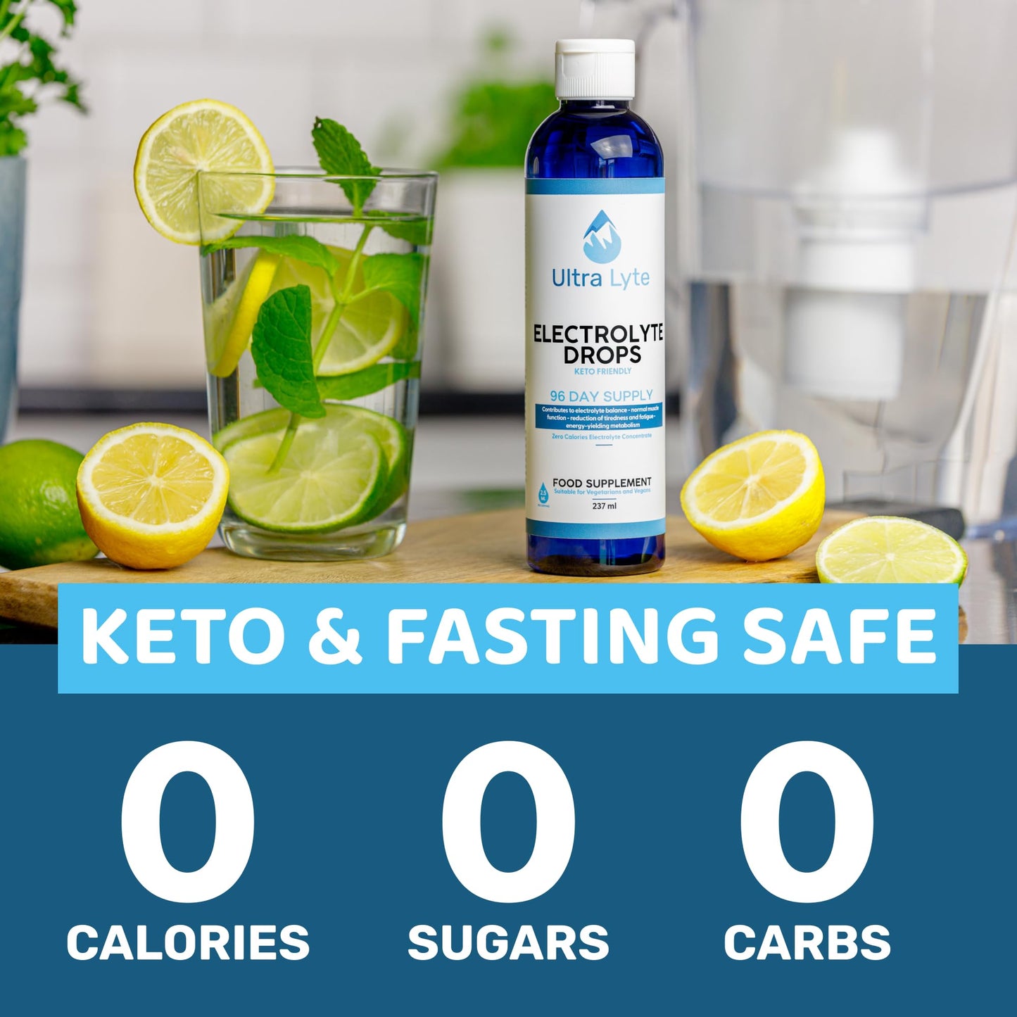 Ultra Lyte Keto Electrolytes Trace Mineral Drops – Highly Concentrated Mineral Supplements with Zero Calories – Vegan-Friendly Electrolyte Drops for Hydration, Muscle Cramp – 96 Servings