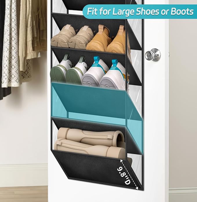 AOODA 10 Tier Clear Over the Door Shoe Organizer Storage, Deep Pockets Large