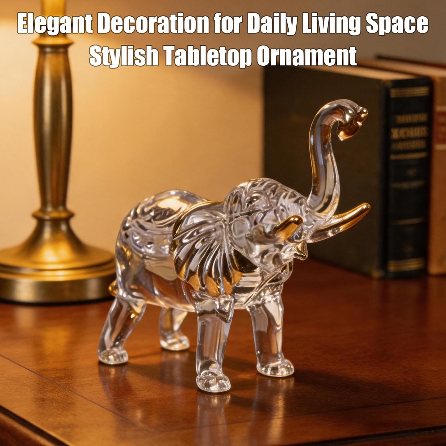 KWASVLYA Handmade Crystal Elephant Figurine – Good Luck Decorative Statue for Home & Office Decor, Elegant Gift for Housewarming, Business, Weddings & Collectors