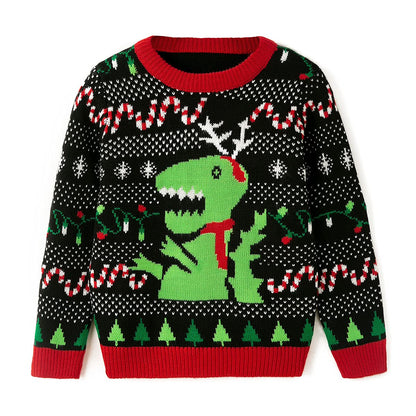 Simplee kids Ugly Christmas Round Neck Sweater Family Matching Outfits for Holiday Party Knitted Pullover,Long Sleeve for Winter 5-6T Kids