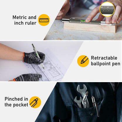 NICEMOVIC Fathers Day Dad Bulk Gifts for Men Multitool Tool Pen Gift 36 Pcs 6-in-1 Party Favor Father's Christmas White Elephant Gifts for Adults Level Gauge Ballpoint Pen Stylus Pen Screwdriver