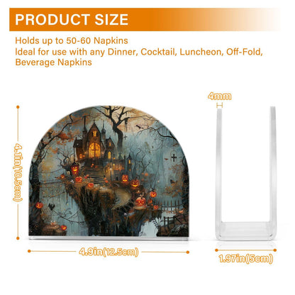 Qilmy Halloween Haunted House Napkin Holder for Tables – Napkin Holders for Kitchen, Table Napkin Holders, Cocktail Napkin Holder,Paper Napkins Holder