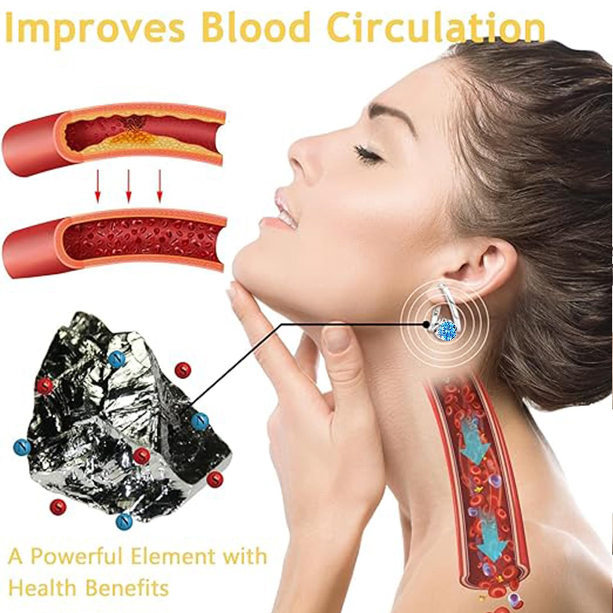 Lymphatic Drainage Earrings for Women Lymphatic Activity Hoop Earrings Magnetotherapy Germanium Earrings Sparkle CZ Hoop Earrings (blue)