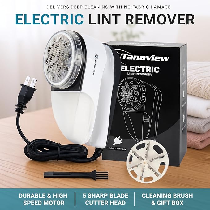 Power Corded Electric Fabric Shaver, No Battery, Pilling & Fuzz Remover