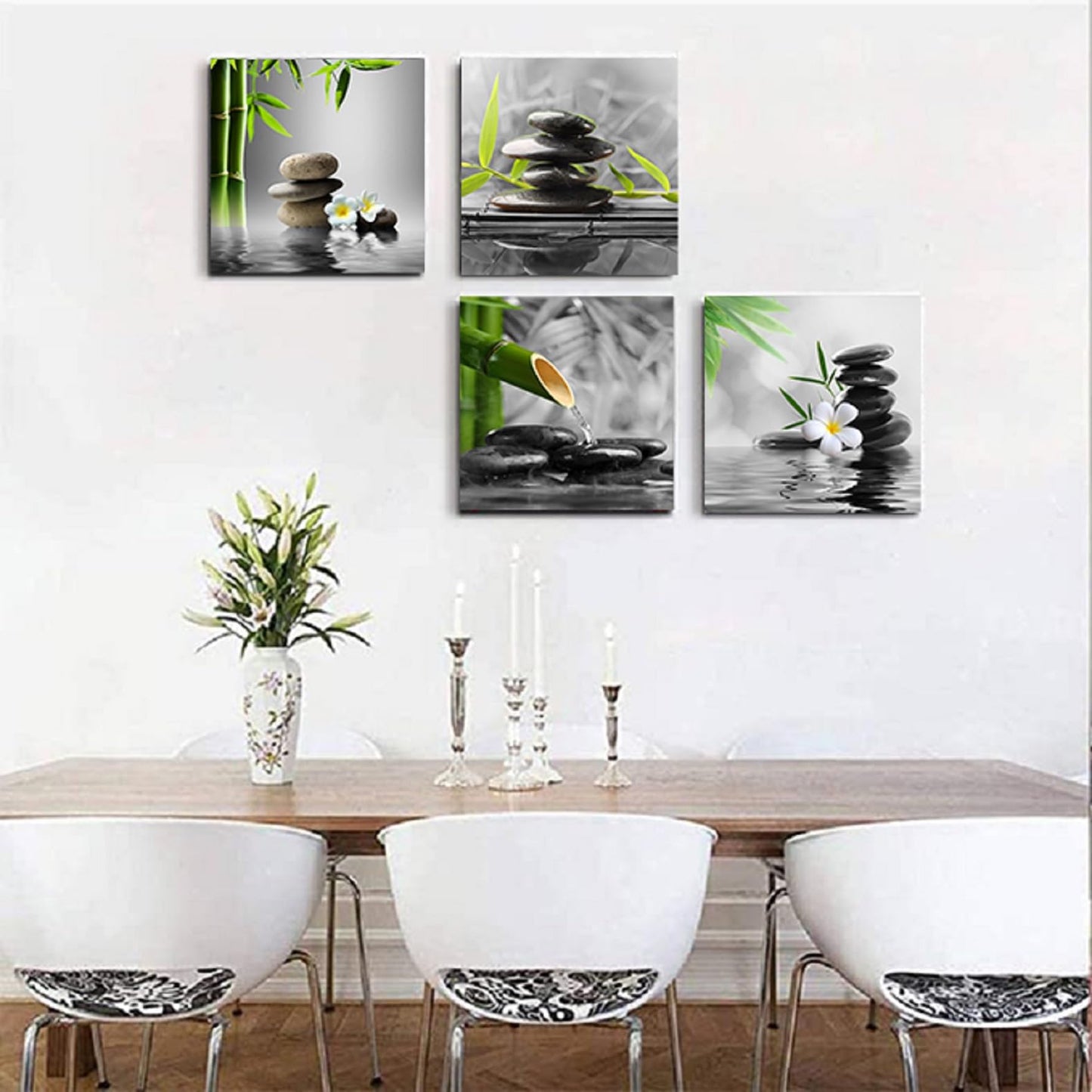 Yxbhhym Bathroom Wall Art Black and White Wall Decor Zen Artwork Buddha Green Canvas Prints Posters Spa Picture for Bedroom Living Room Decor Paintings Modern Office Decorations