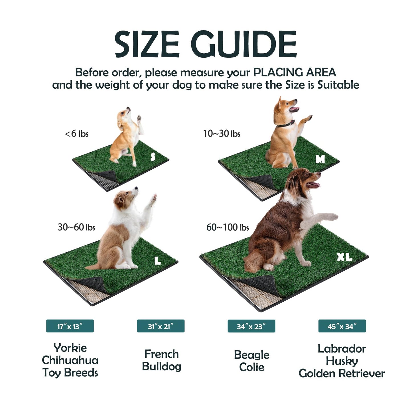 MEEXPAWS Dog Toilet with Artificial Grass | Large Litter Tray 85×59 cm | 2×Grass Patches for Dogs Replacement | Indoor Dog Potty with Training Pads | Rapid Drainage Pee Pads for Dogs