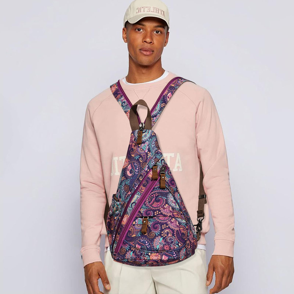 KL928 Canvas Sling Bag - Small Crossbody Backpack Shoulder Casual Daypack Rucksack for Men Women