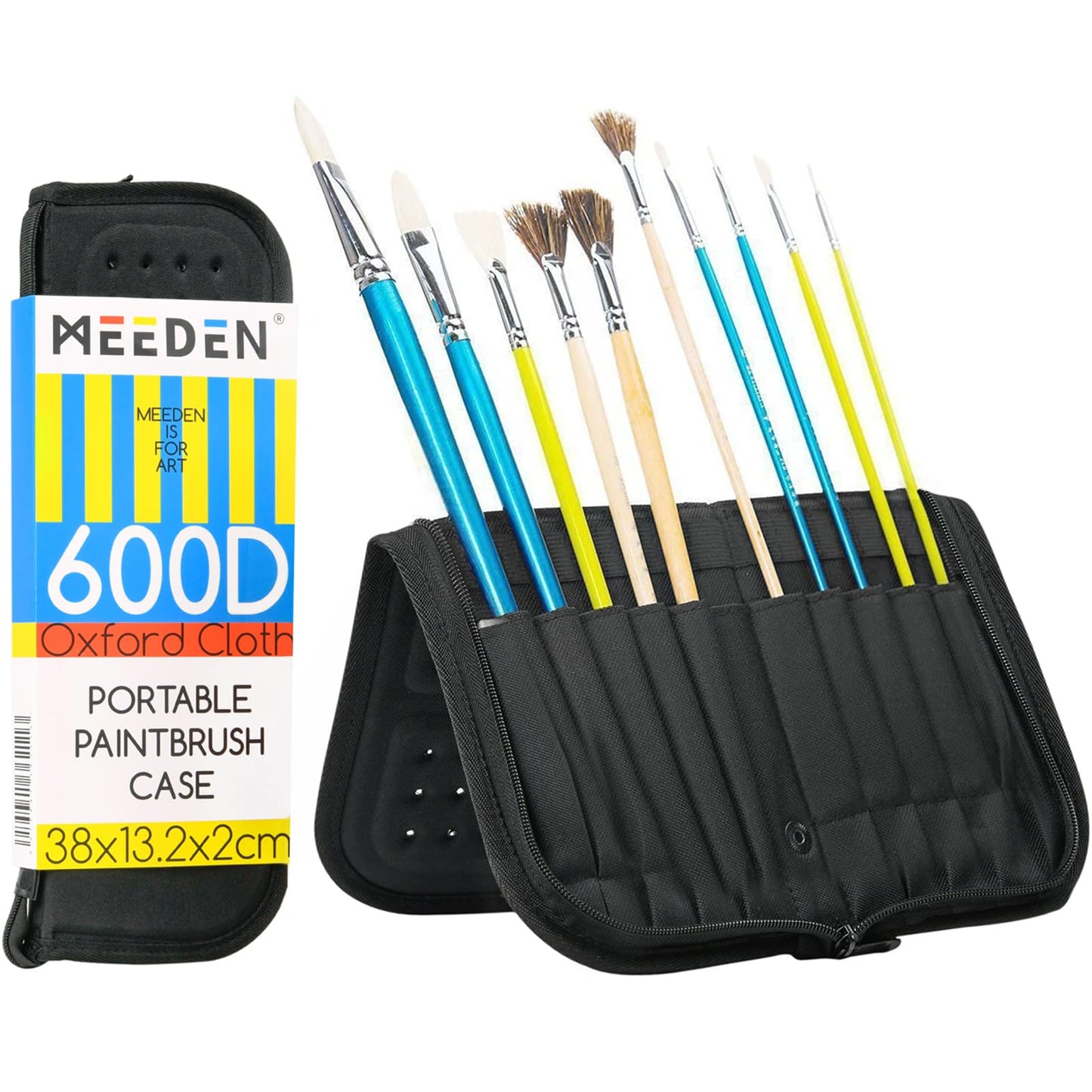 MEEDEN Paint Brush Case Empty, 38 X 26.7 CM Zippered Painting Brush Holder, Organization and Storage Bag for Artist Paint Brush (NOT Included Brushes)